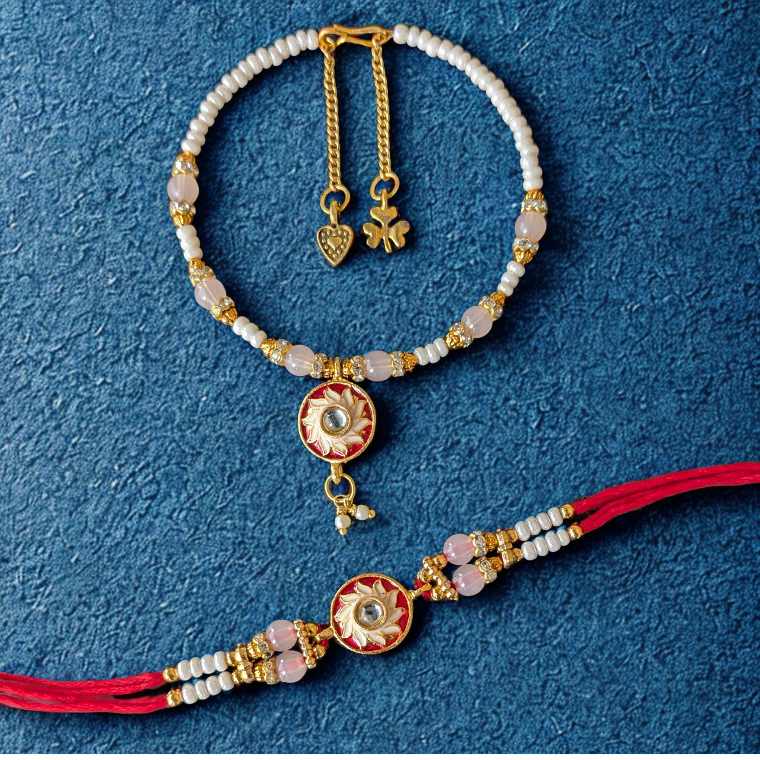 Suryavanshi Glow - Kundan Rakhi Set for Bhai Bhabhi